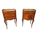 Pair Of Louis XV Style Bedside Tables In Rosewood Marquetry