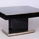 Large Art Deco Chrome and Black Glass Extendable Dining Table, 1930s
