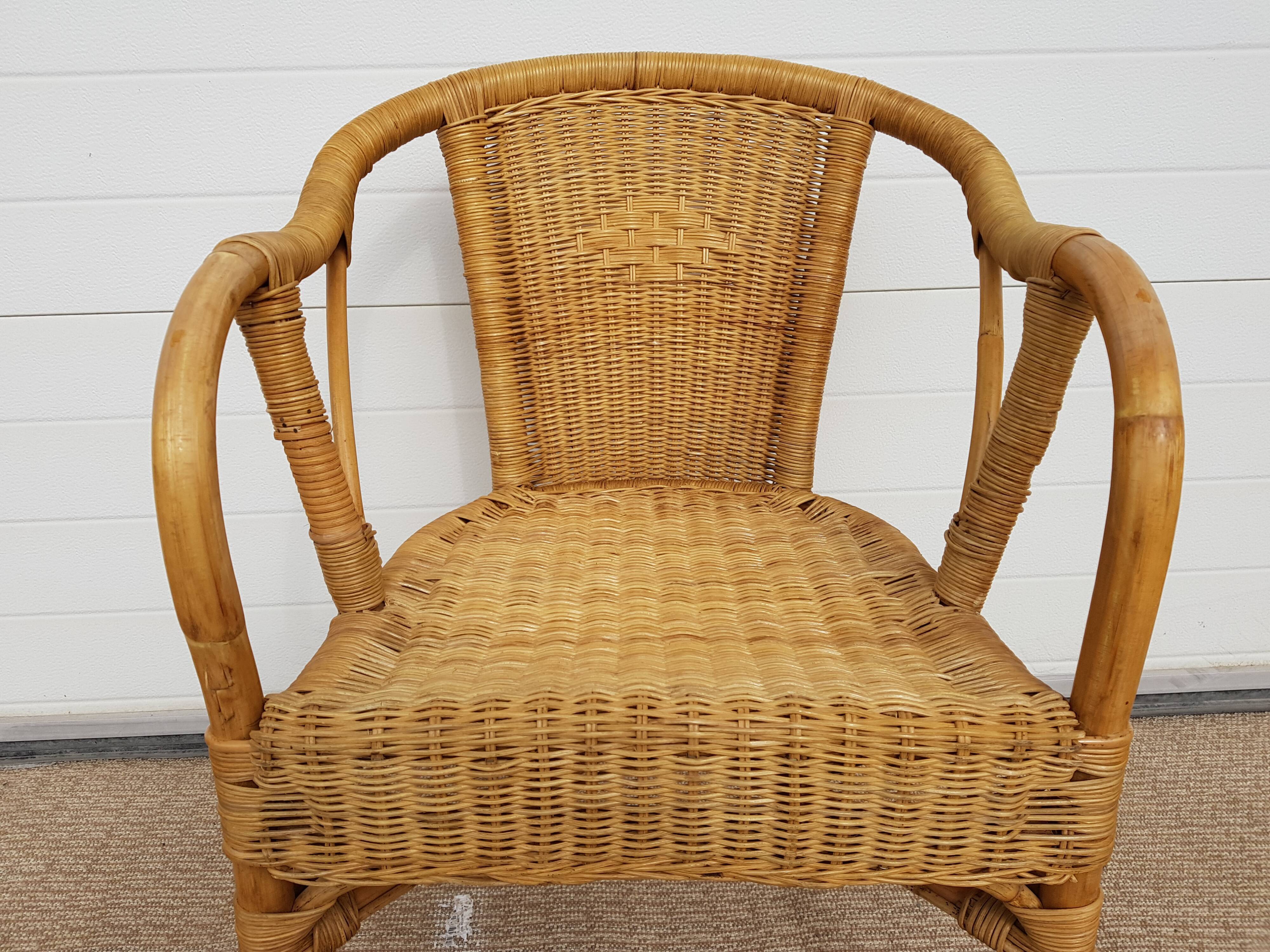 Old chair in Osier and Bamboo 60s