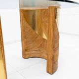 Mid-Century Modern Italian Rattan and Brass Dining Table by Vivai del Sud