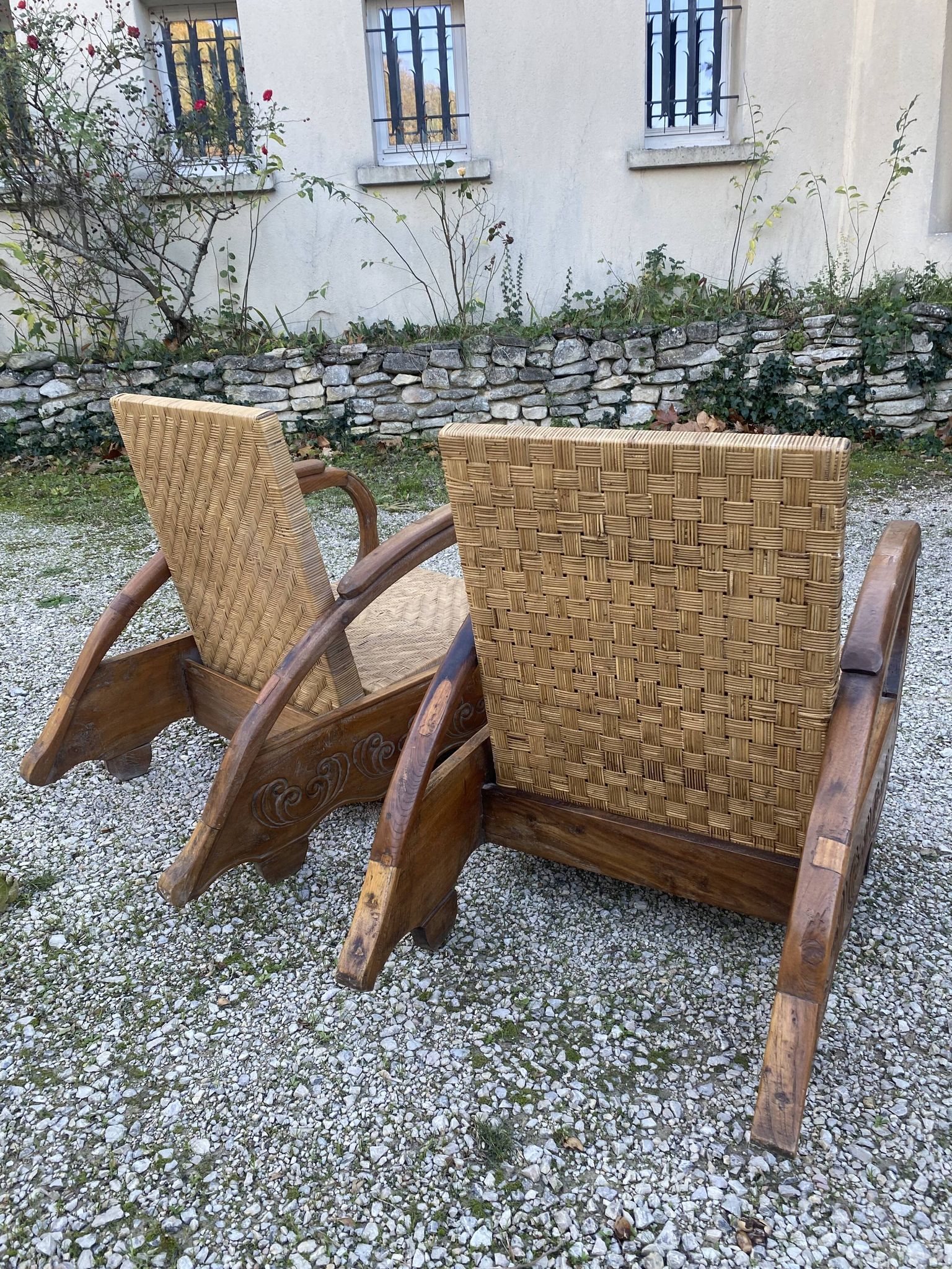 Pair of Art Deco colonial armchairs