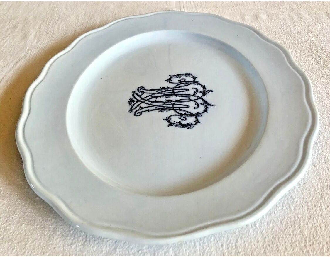 Old large oval dish Brown Westhead Moore & co monogram XIX