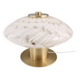 White Murano Glass and Brass Table Lamp, Italy, 1980s