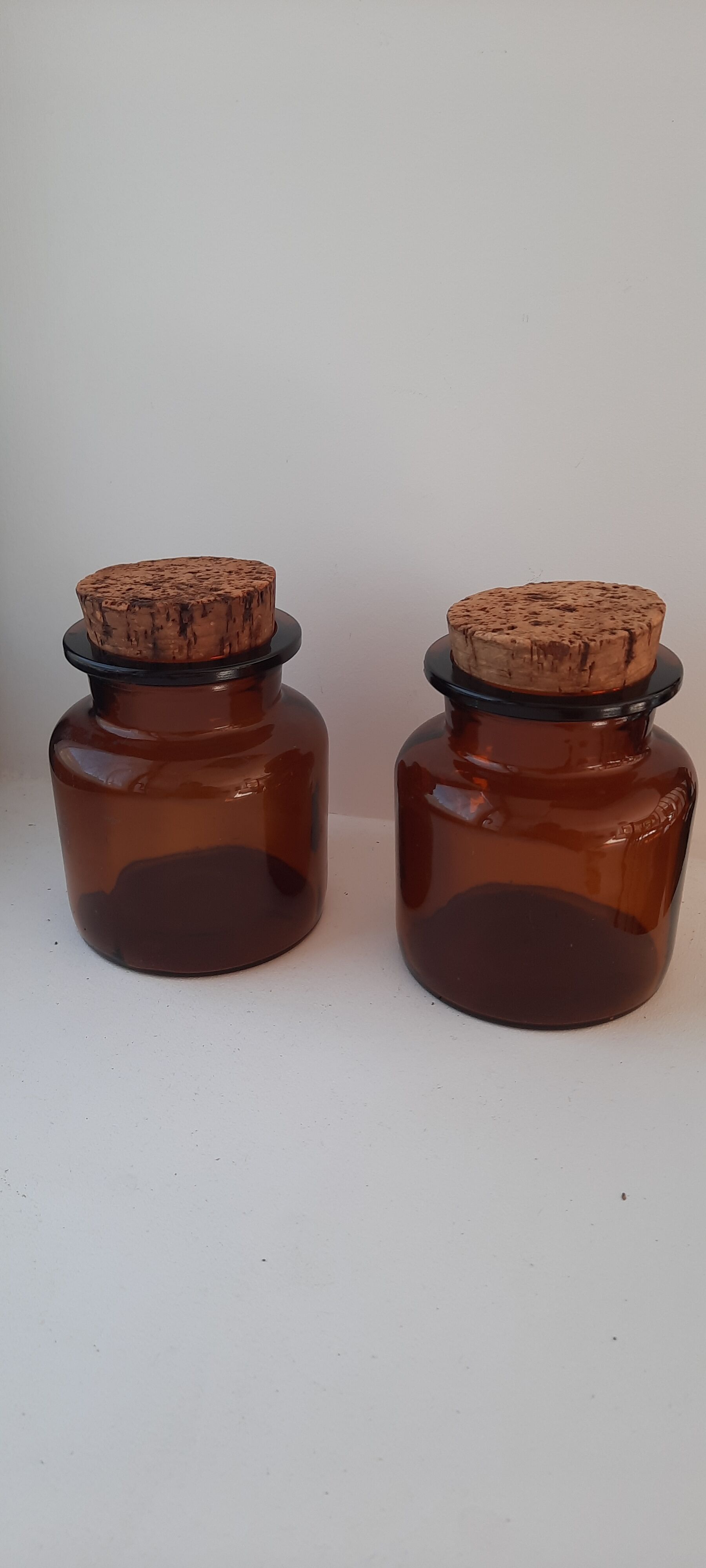Old amber glass jar