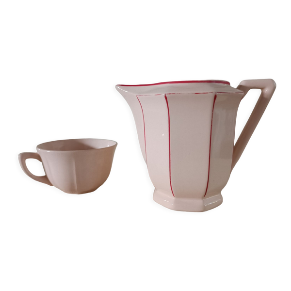 Pot à lait et tasse terre de fer Art déco
