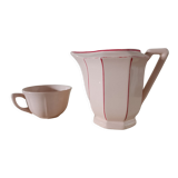 Pot à lait et tasse terre de fer Art déco