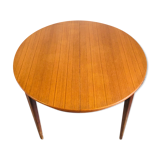 Table à manger ronde scandinave en teck avec rallonges