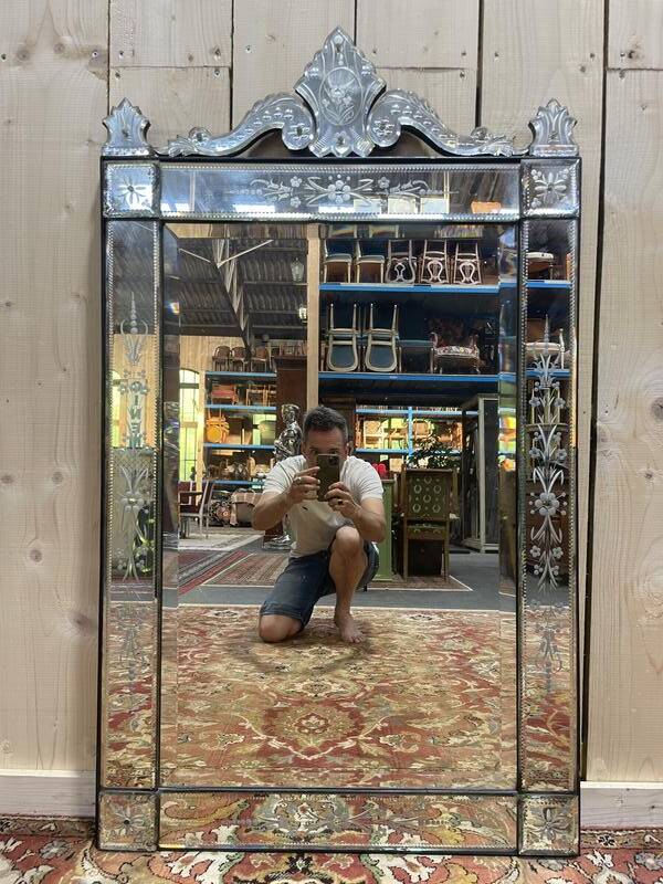 Miroir vénitien époque Napoléon III 130/75 cm