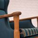 1970s, Danish highback armchair, furniture wool, solid oak wood.