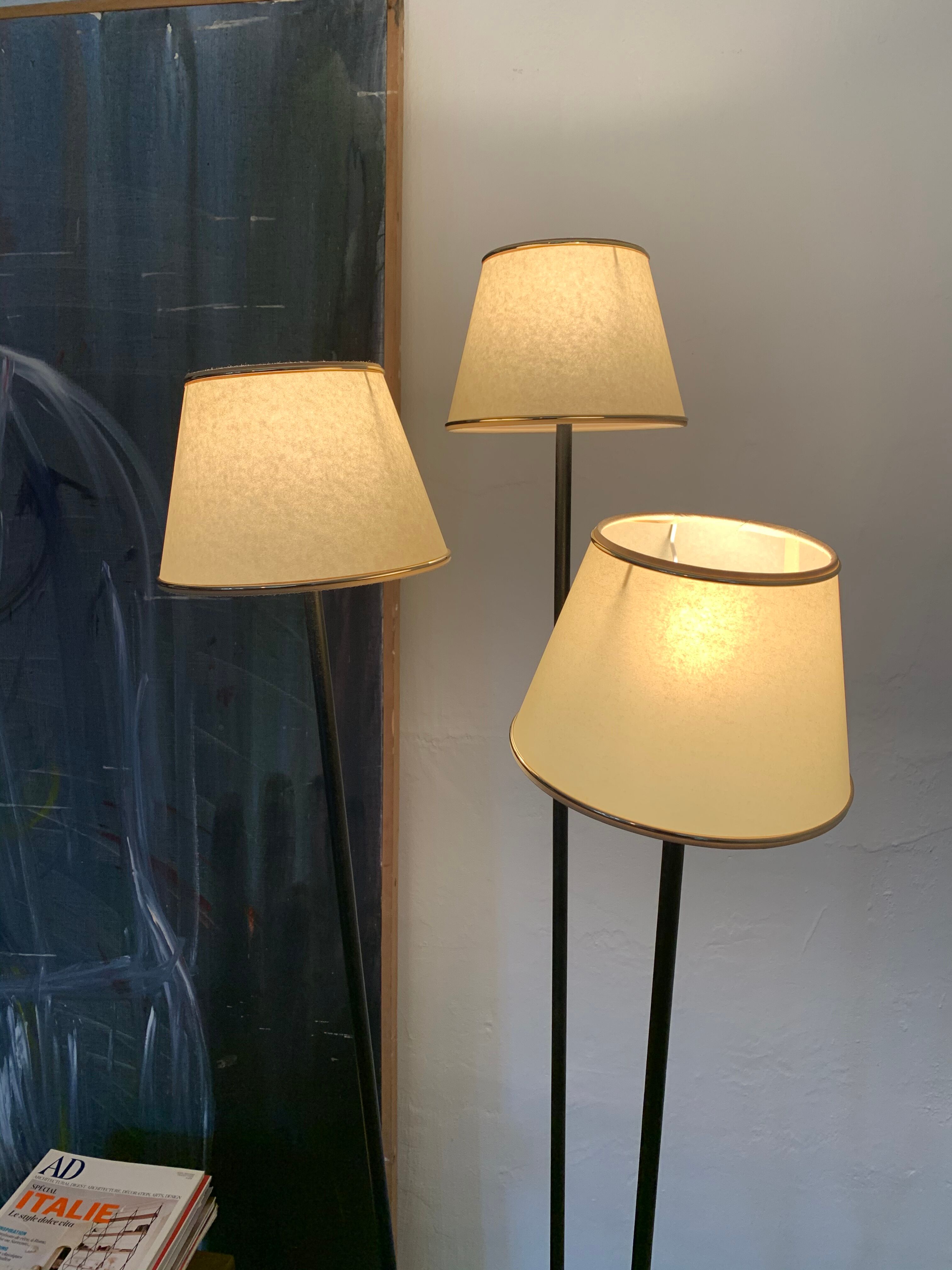 Tripod lamp 3 vintage arms 50s