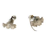 Pair of old wall lights, glass and iron tulip, 1920