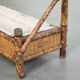 Antique French bamboo standing coat rack with mirror and umbrella stand