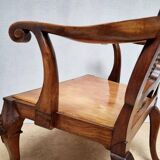 Chippendale Bergere Armchair, Carved Mahogany with Cane and Lion Claw Ball