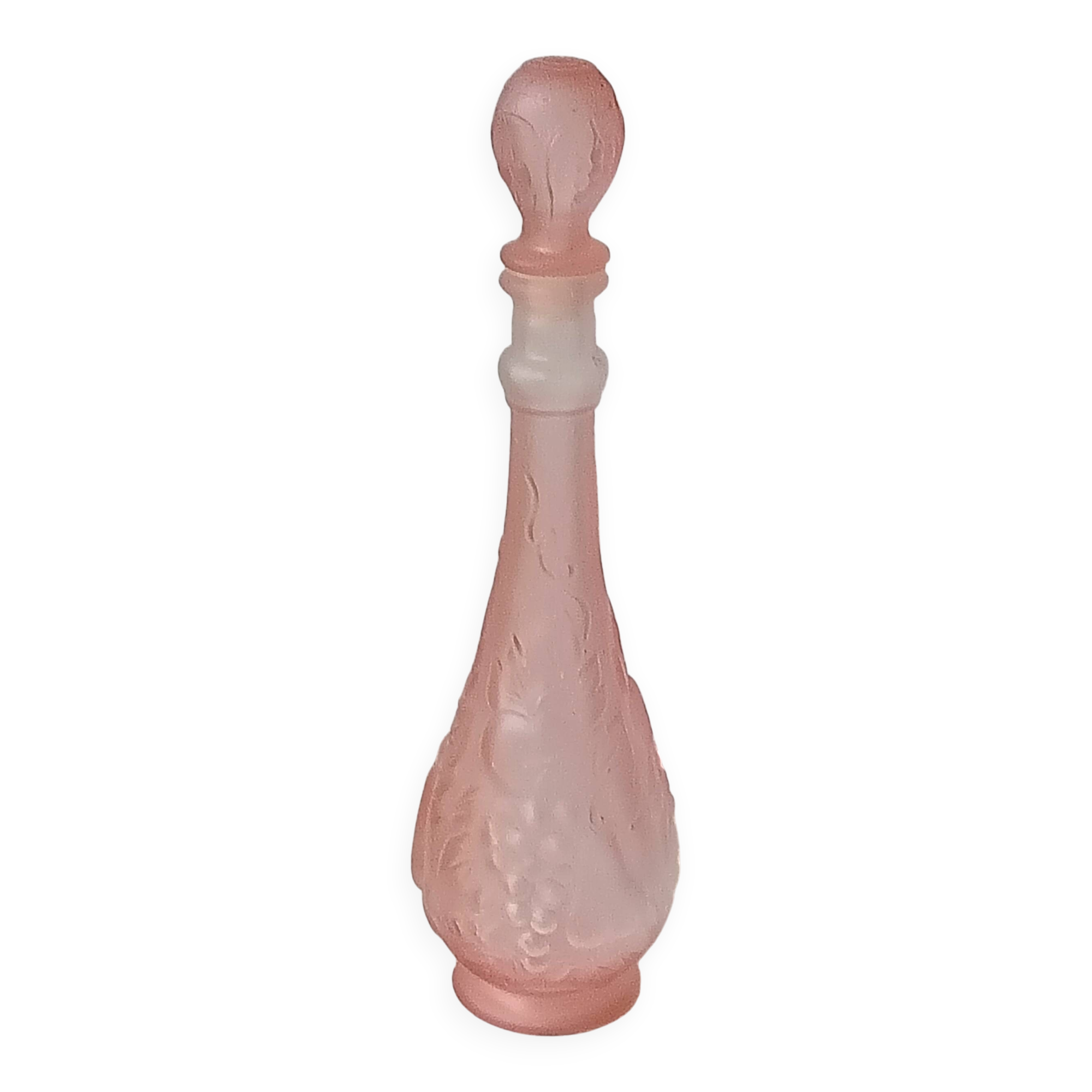 Large fruit motif genie CARAFE, vintage pink