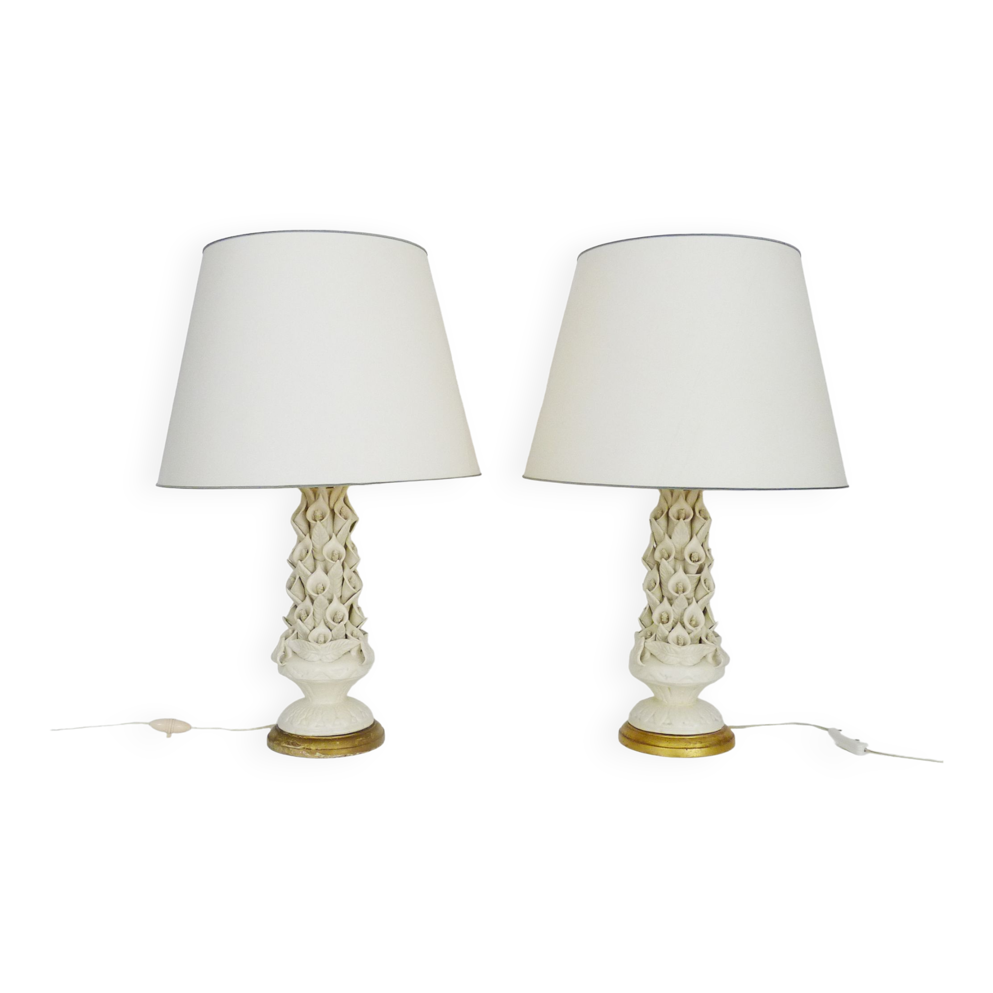 Pair of ceramic table lamps by Manises Spain 1960