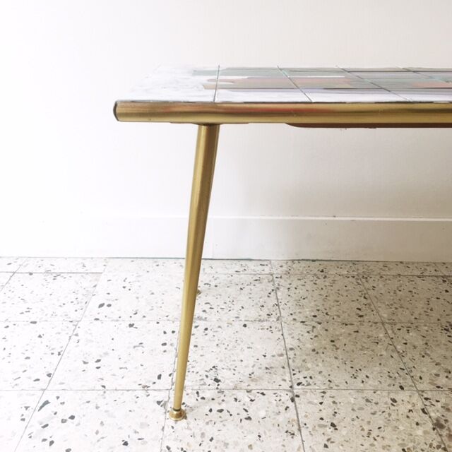 coffee table with ceramic tiles, 60s