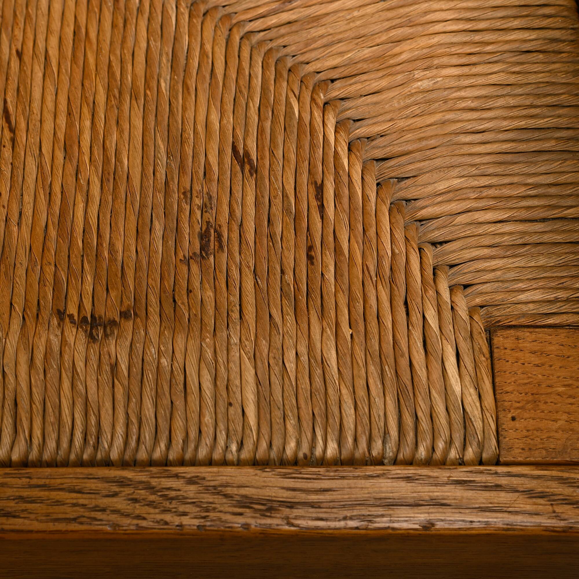 Art Deco Haagse School Armchair in solid Oak and Straw, 1930s