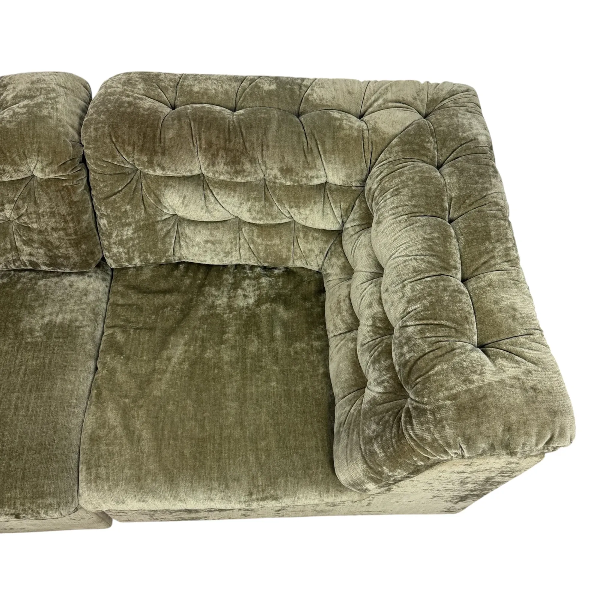 Vintage Modular Velvet Sofa Olive 2 seater