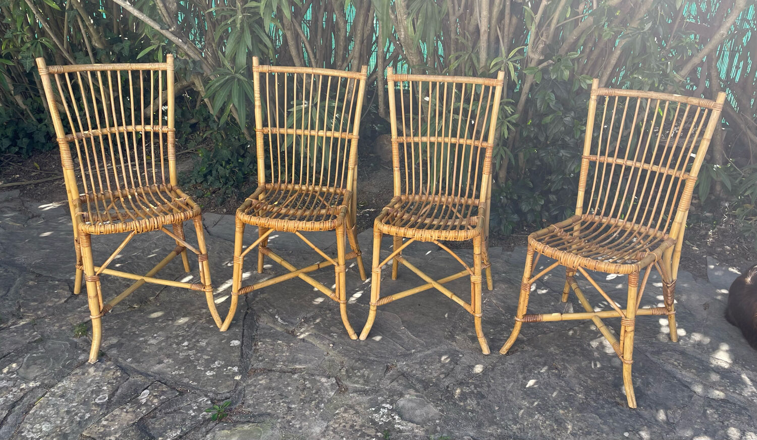 Set of four rattan chairs