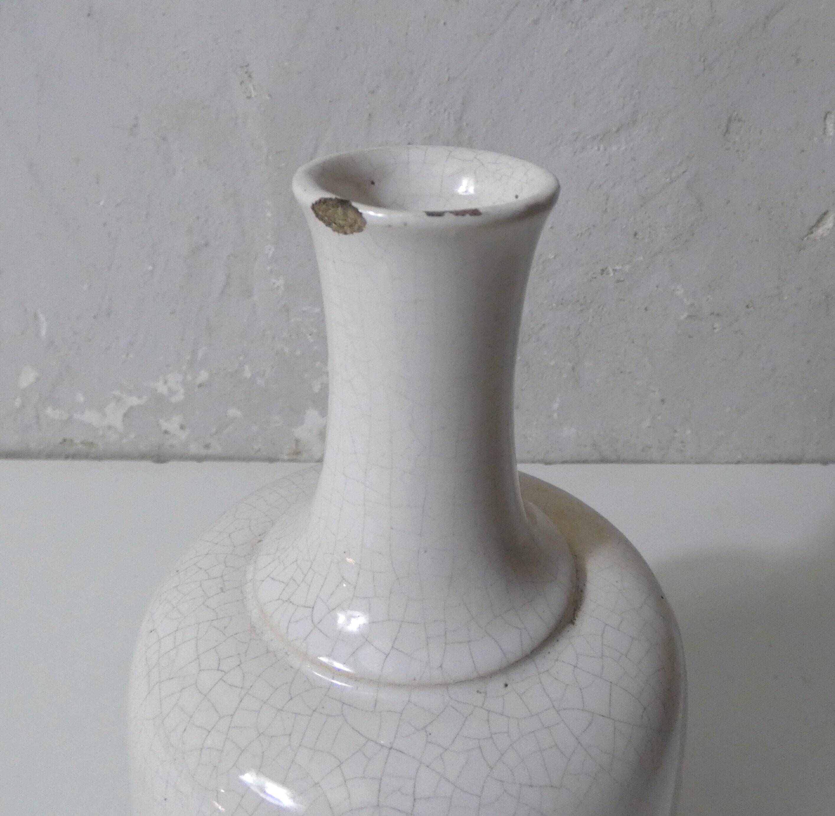 ancient stoneware soliflore vase in white