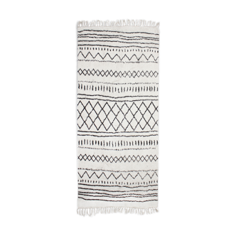 Tapis berbere 80 x 180 cm blanc motif noir