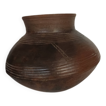 Grande poterie africaine en terre cuite brune – style Bamana, Mali