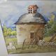 Aquarelle pigeonnier de Camboulan Aveyron signé Annick Mesnil