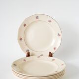 Set of 5 Digoin Sarreguemines dessert plates, small flowers model, 1960