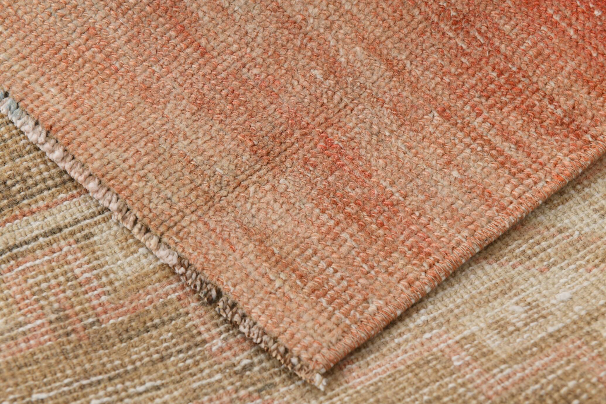 3x10 Peach Red Soft Vintage Turkish Runner Rug, 86x303Cm SK 20297