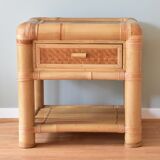 Bedside bamboo table with drawer 1980
