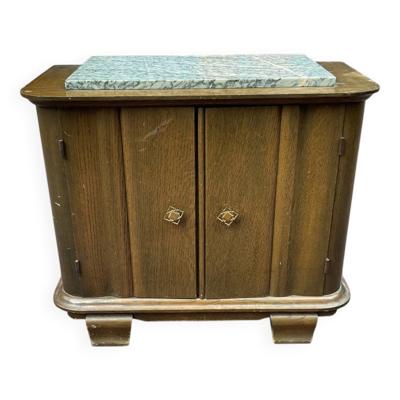 Table de chevet chêne et marbre