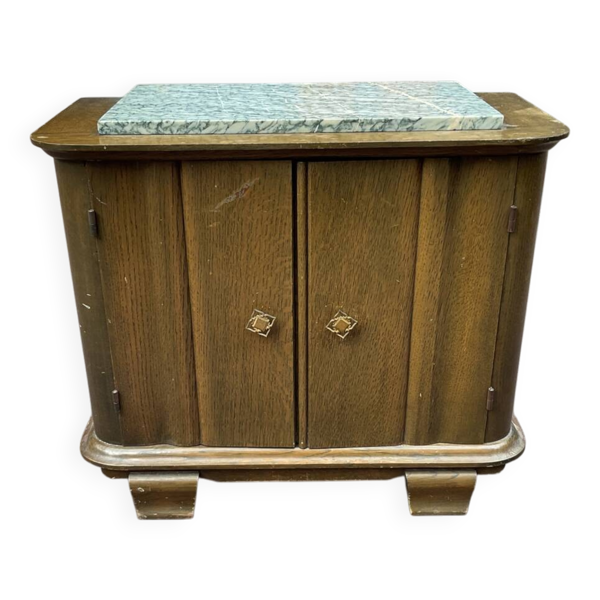 Table de chevet chêne et marbre
