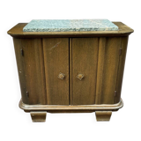 Oak and marble bedside table