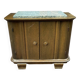Oak and marble bedside table