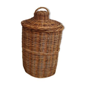 Large basket in vintage rattan 50s
