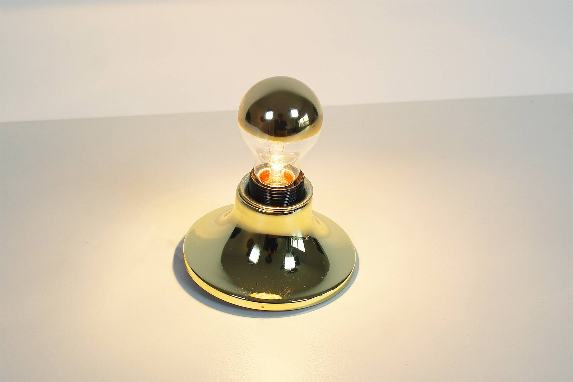 Set (2) of Petite Brass Disc sconces selected by Charlotte Perriand for Les