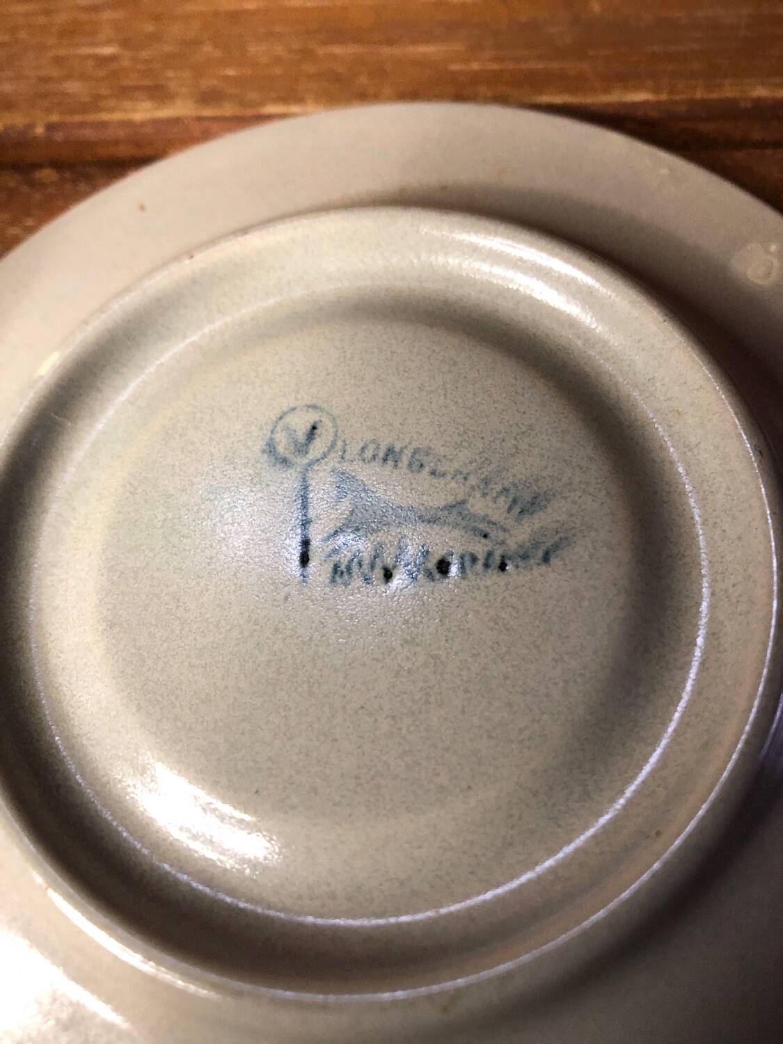 Series of 4 longchamp cups gray brown ceramic flower decor france vintage #a511