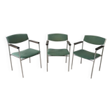 Set of 3 vintage green armchairs by Gijs Van Der Sluis