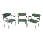 Set of 3 vintage green armchairs by Gijs Van Der Sluis