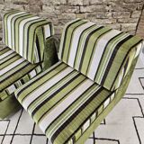 Paire de chauffeuse velour côtelée vintage 1970"