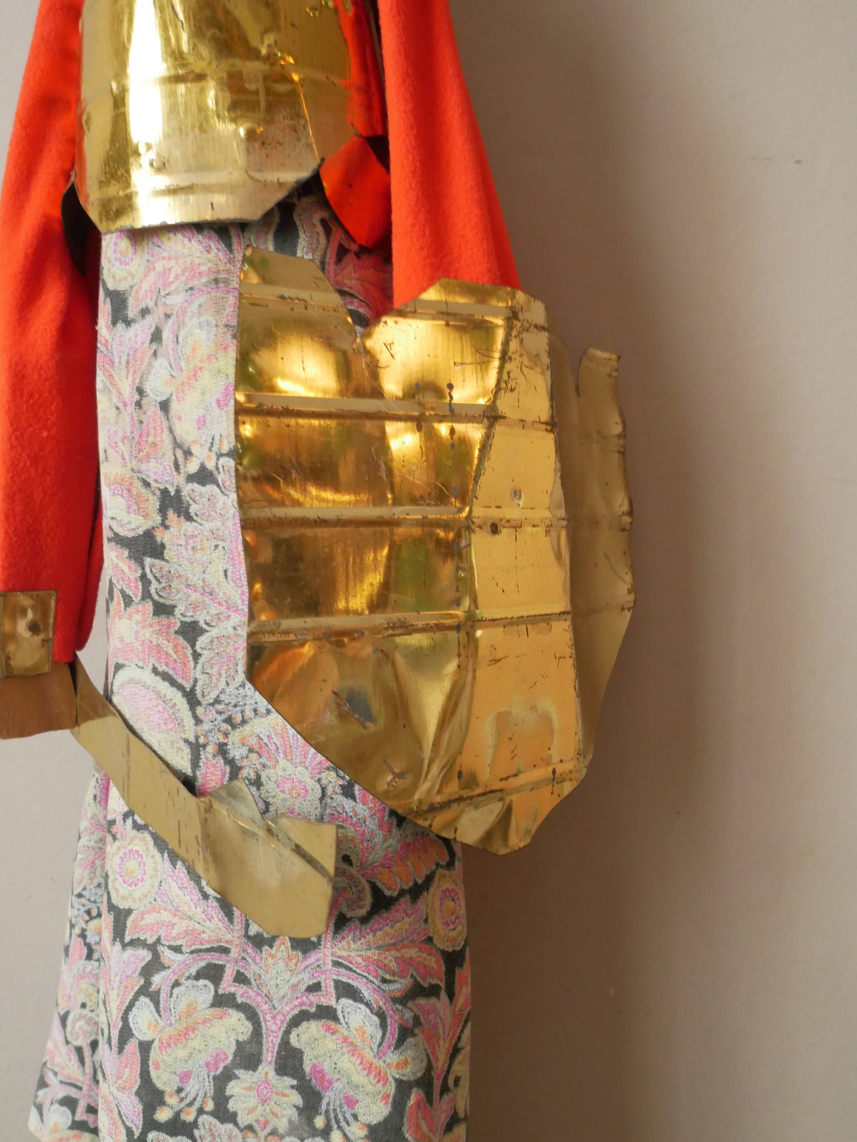 Old Turkish decorative puppet in wood and gilded metal, old toy, handcrafted