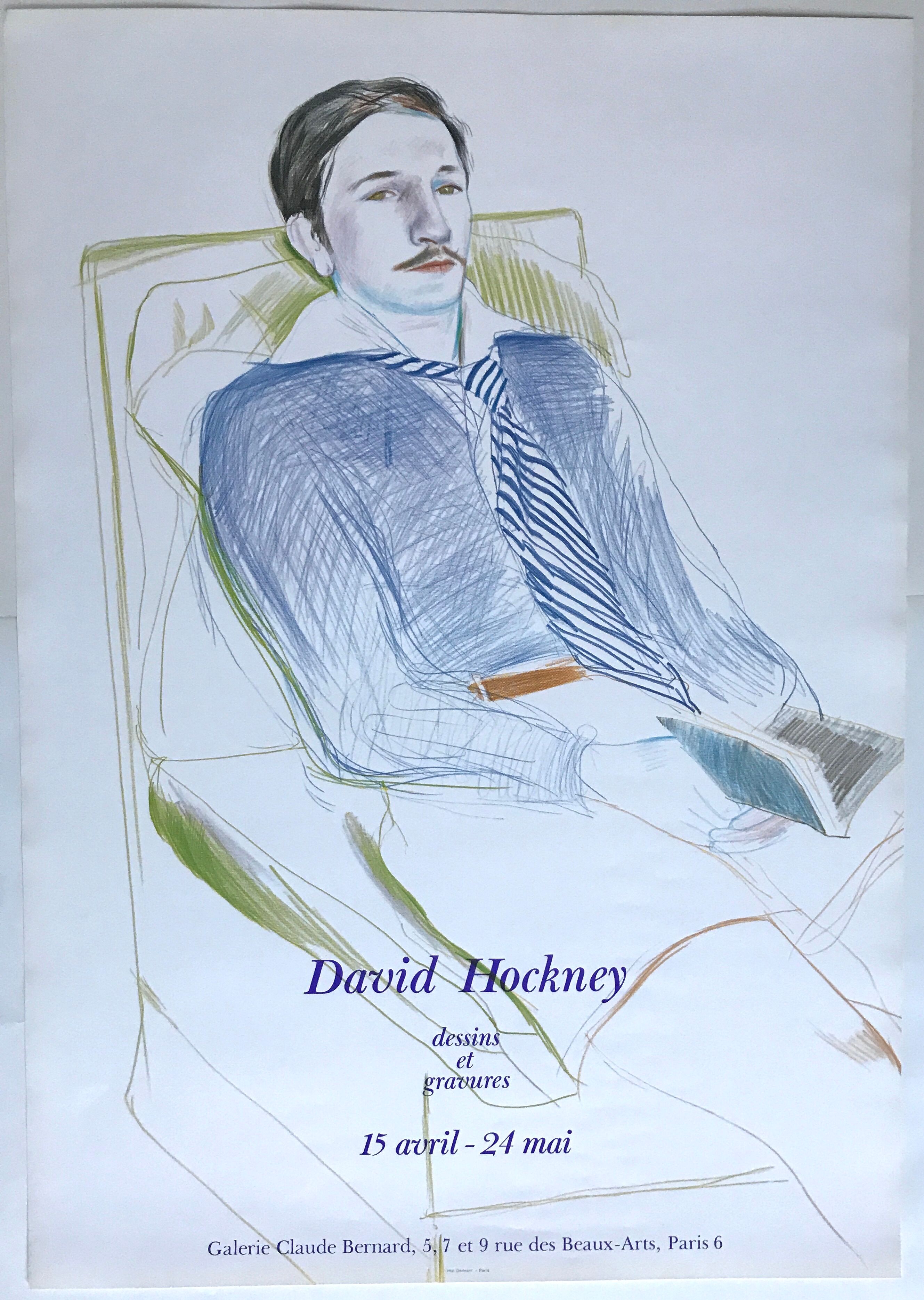 David hockney, galerie claude bernard, 1975. original exhibition poster