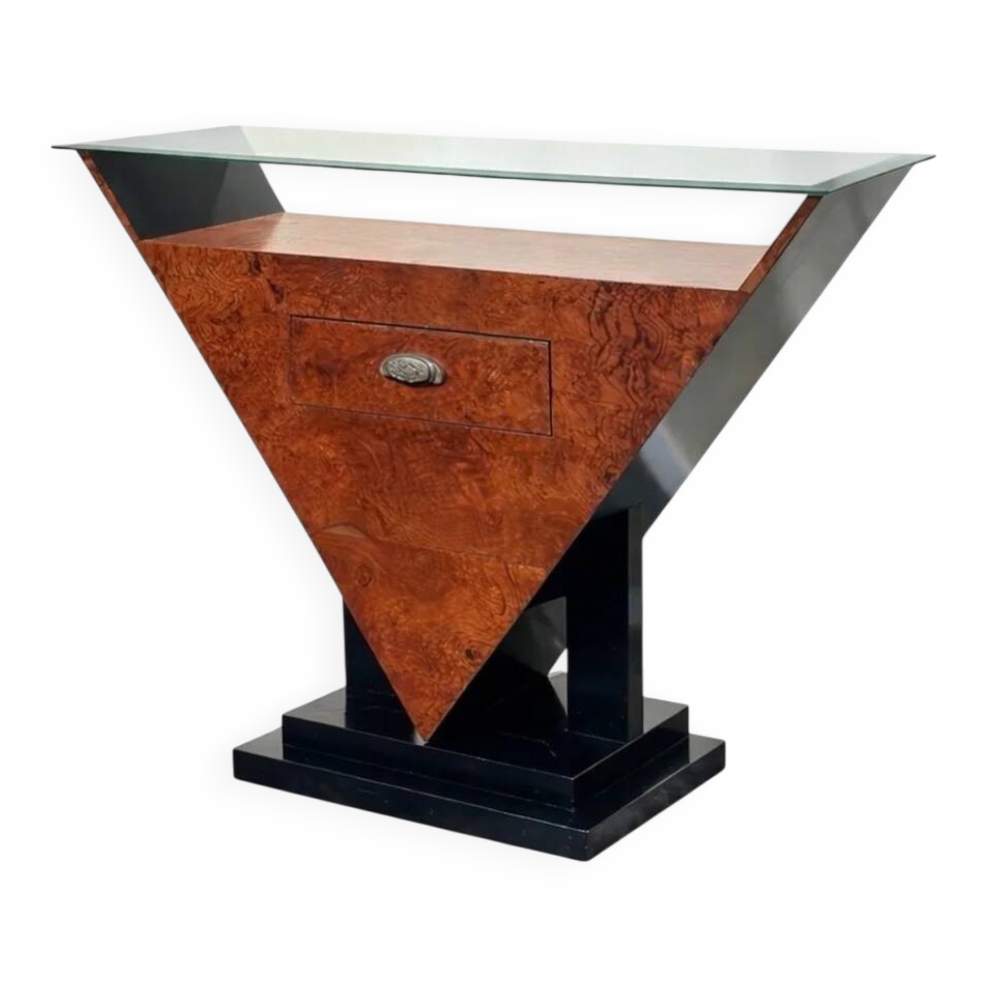 Art Deco burlwood console