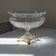 Cut crystal bowl on a brass base in bohemian style.
