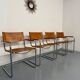 4 vintage tubular chairs with patinated leather designed by Mart Stam