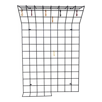 String metal wall mount coat, hat and umbrella rack, 1960s