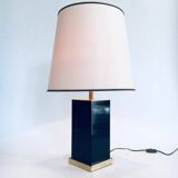Hollywood Regency Style Black & Gold Square Table Lamp, 1970s