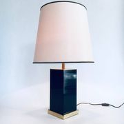 Hollywood Regency Style Black & Gold Square Table Lamp, 1970s