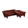 Canapé et un fauteuil en cuir caramel foncė