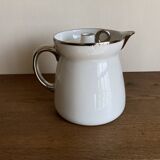 XXL modernist flowerpot pitcher vase in platinum and white porcelain